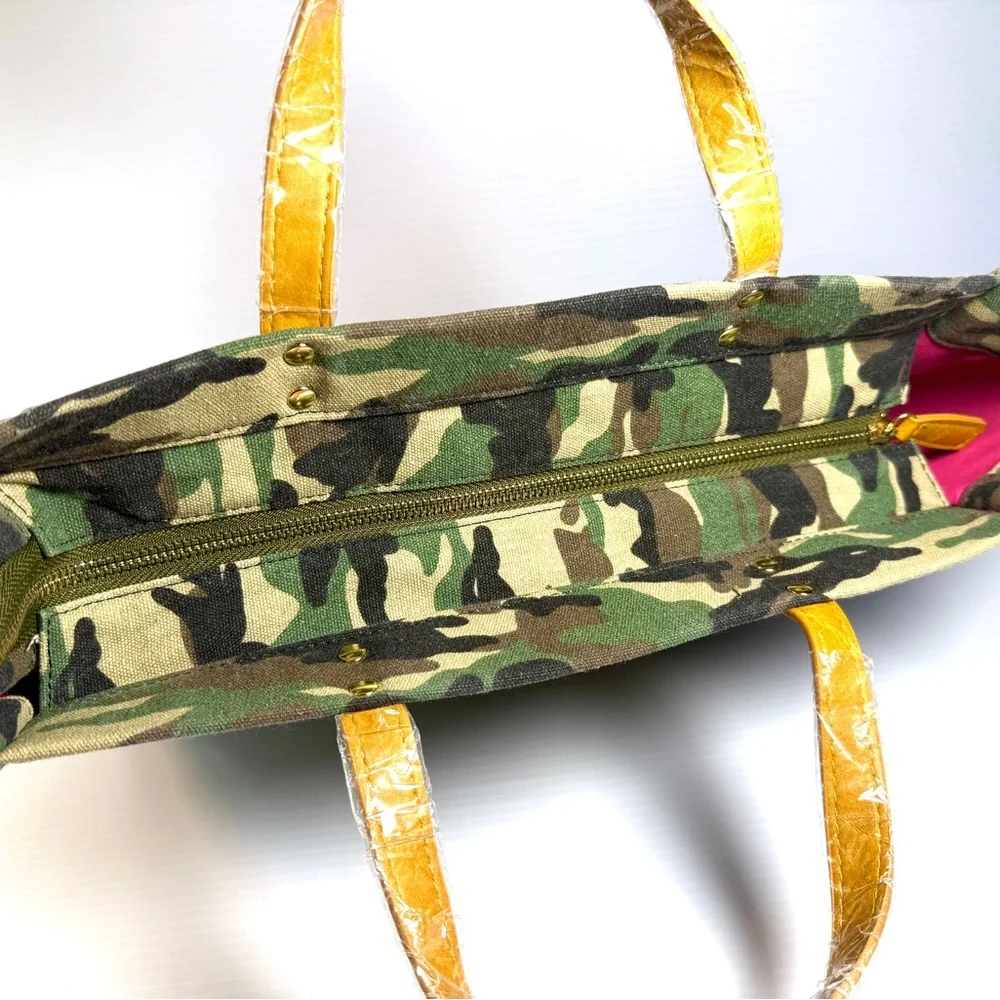 ali+donned Camo Canvas Tote with Pink & Orange Accent